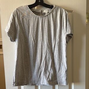 J. Crew EUC Classic Gray T-Shirt with an embellished collar size L